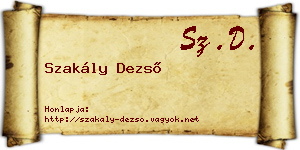 Szakály Dezső névjegykártya